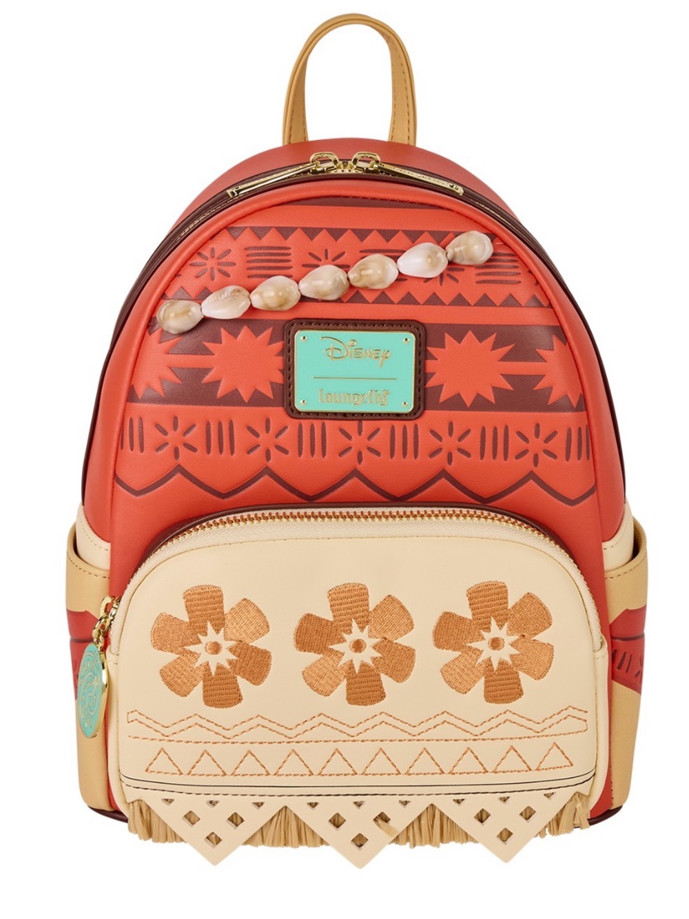 Loungefly Coral and Cream Moana-Inspired Mini Backpack